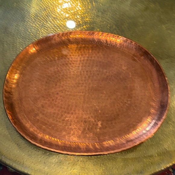 The Cellar Other - Vintage Oval Large Hammered Copper Tray El Porton Handmade in Mexico